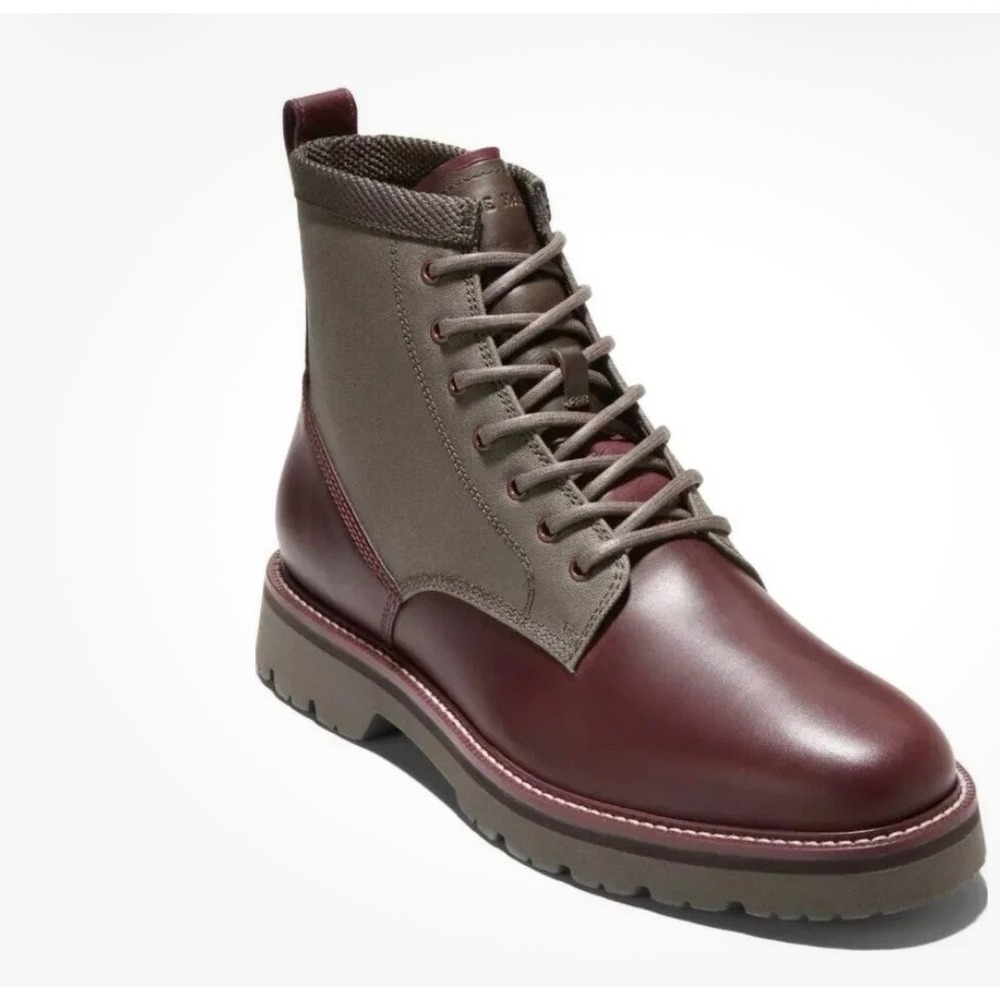 Cole Haan 4.Zerogrand Explore Boot Burgundy Leather Canvas C34032 Mens 7.5